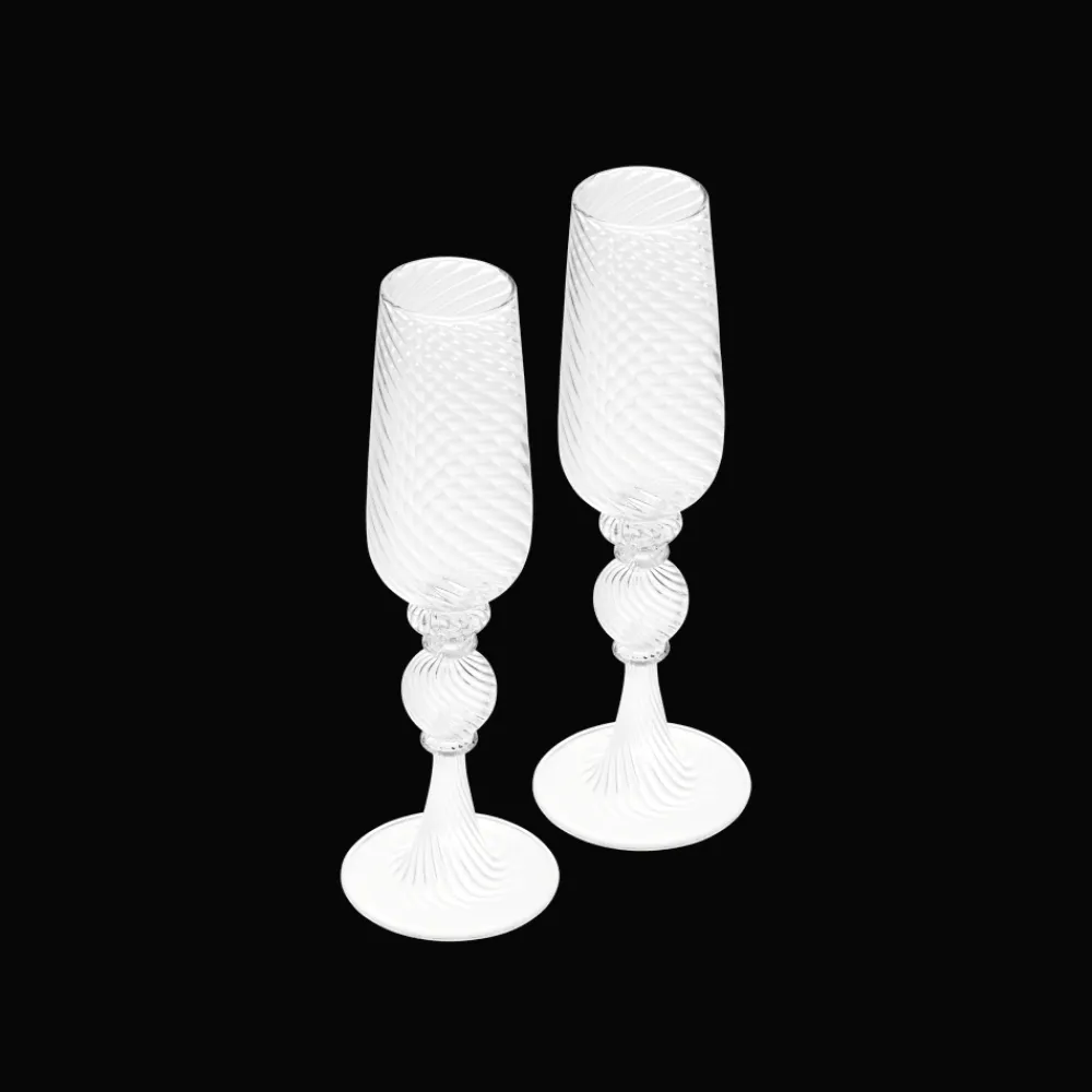Christofle Blown Glass Champagne Flute Set