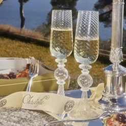 Christofle Blown Glass Champagne Flute Set