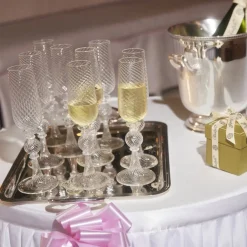 Christofle Blown Glass Champagne Flute Set