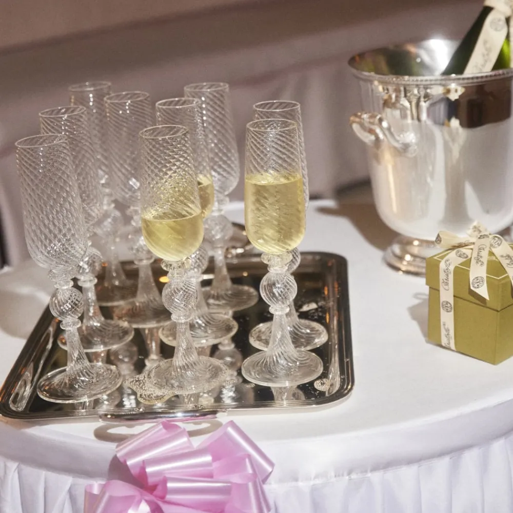 Christofle Blown Glass Champagne Flute Set