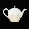 Christofle Gold Porcelain Round Teapot - 50 oz