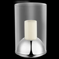 Christofle Large Stainless Steel Hurricane Candle Holder