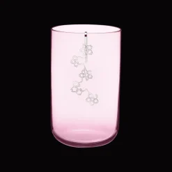 Christofle Medium Pink Glass Vase With Silver-Plated Ornament