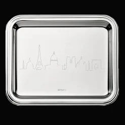 Christofle PARIS Skyline Silver-Plated Tray - 8 x 6 in