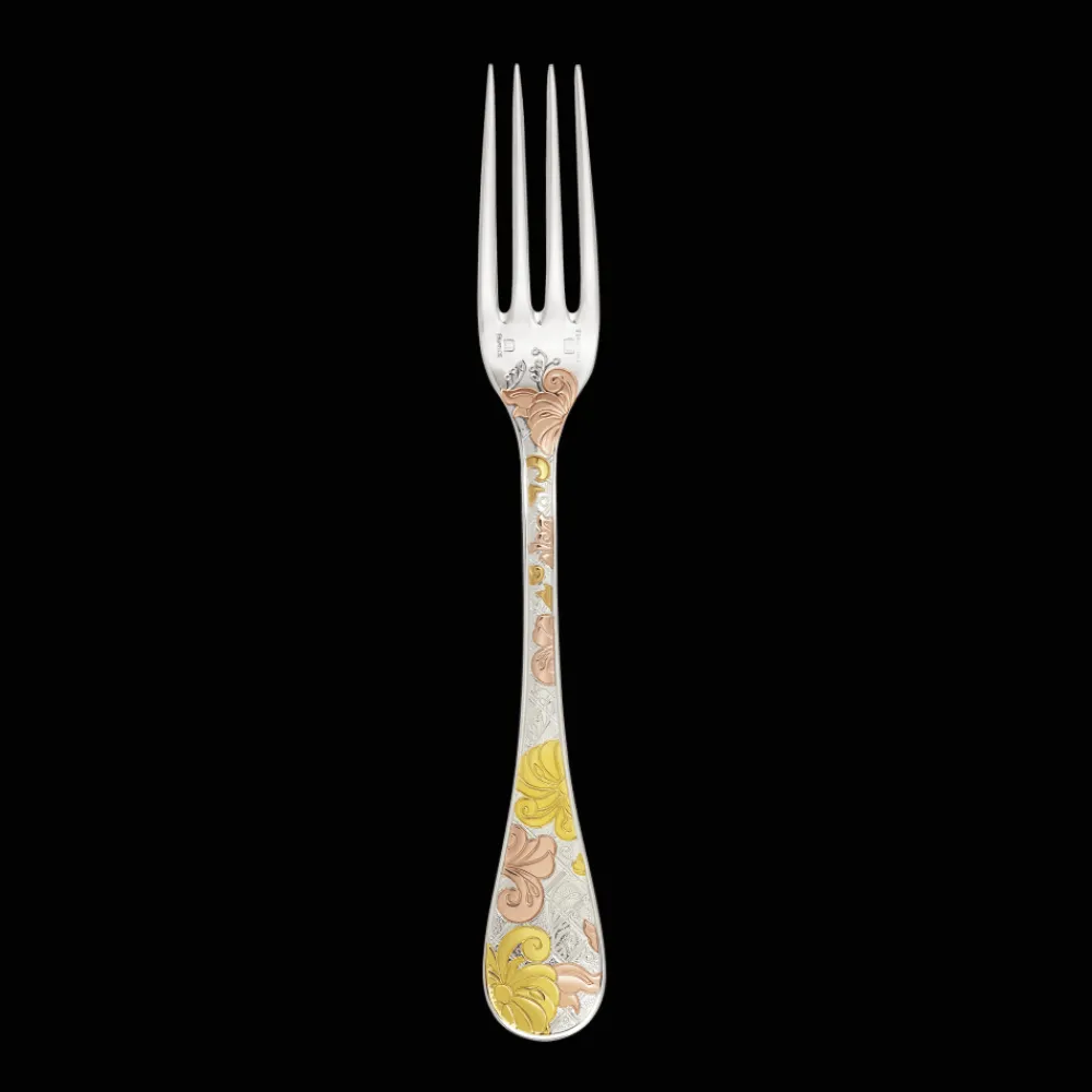 Christofle Partially Gilded Rose & Yellow Gold Dinner Fork