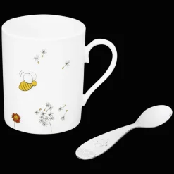 Christofle Porcelain Baby cup and Silver plated spoon set