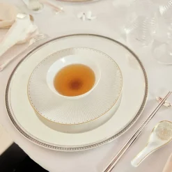 Christofle Porcelain Chinese Rice bowl Gold Finish