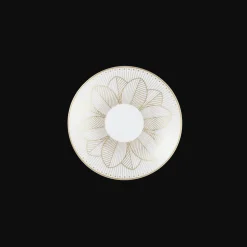 Christofle 2 Porcelain Coffee Cup and Saucers Gold Finish