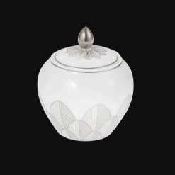 Christofle Porcelain Covered Sugar Bowl 30cl Platinum Finish