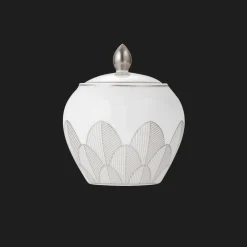 Christofle Porcelain Covered Sugar Bowl 30cl Platinum Finish