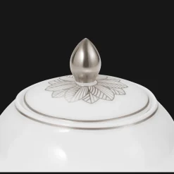 Christofle Porcelain Covered Sugar Bowl 30cl Platinum Finish