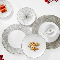 Christofle Porcelain Dinner plate Platinum Finish