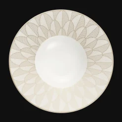 Christofle Porcelain Large Rim Plate Gold Finish