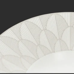 Christofle Porcelain Large Rim Plate Platinum Finish