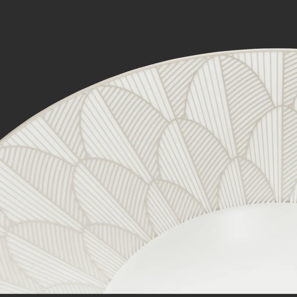 Christofle Porcelain Large Rim Plate Platinum Finish