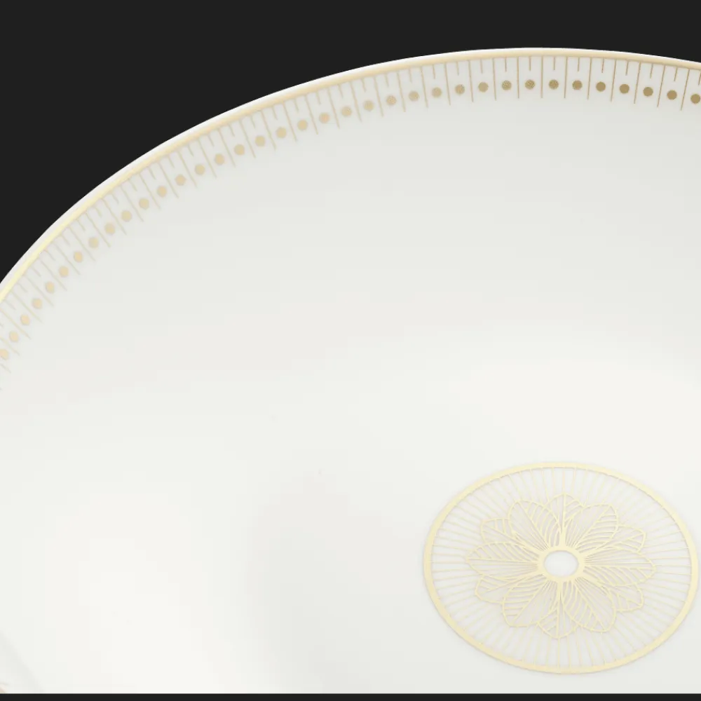 Christofle Porcelain Open Vegetable Dish Gold Finish