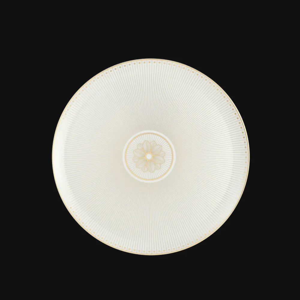 Christofle Porcelain Pie Dish Gold Finish