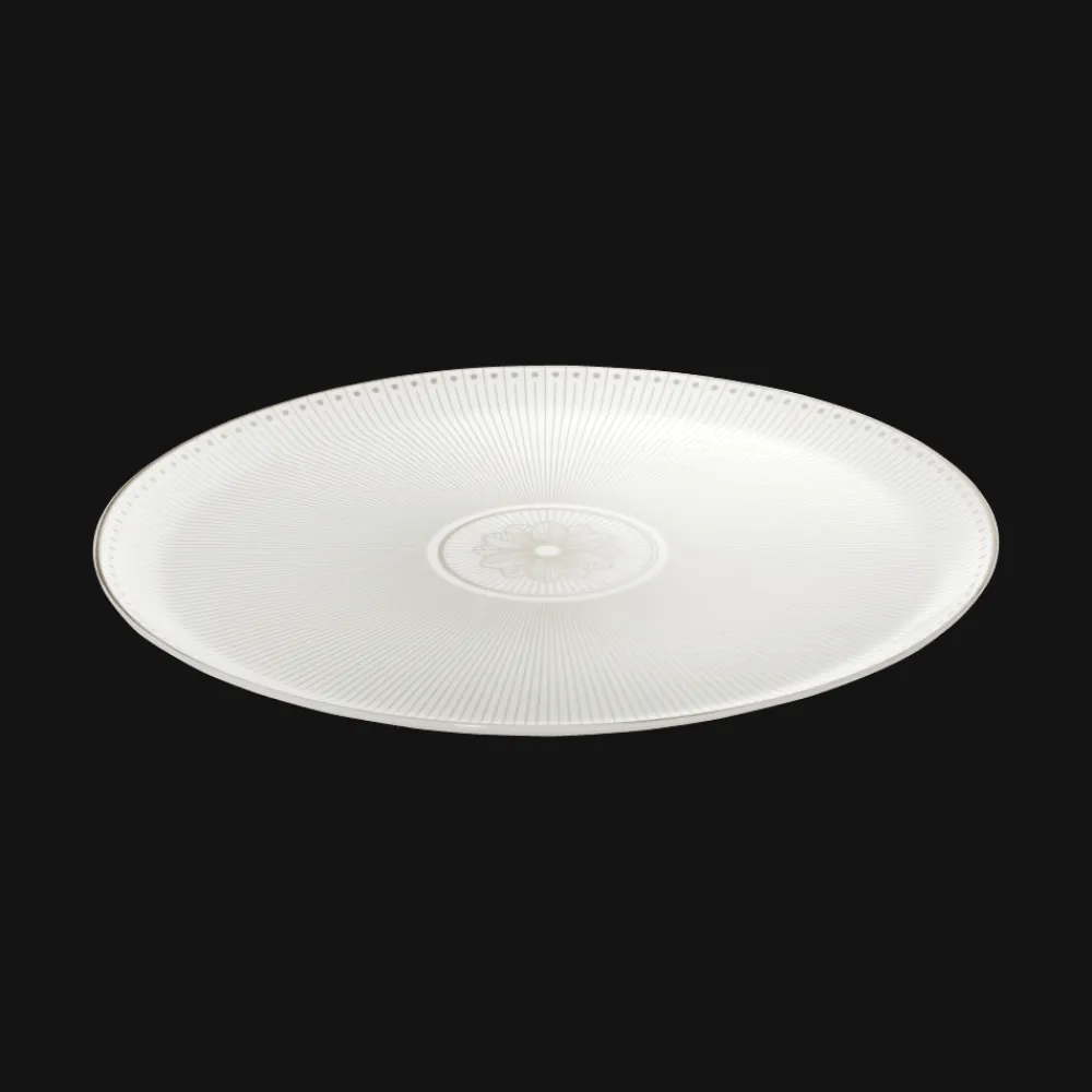 Christofle Porcelain Pie Dish Platinum Finish