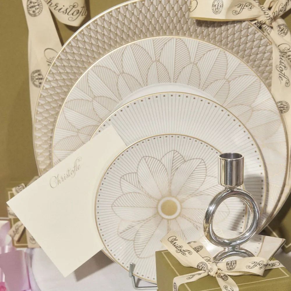 Christofle Porcelain Underplate Platinum Finish