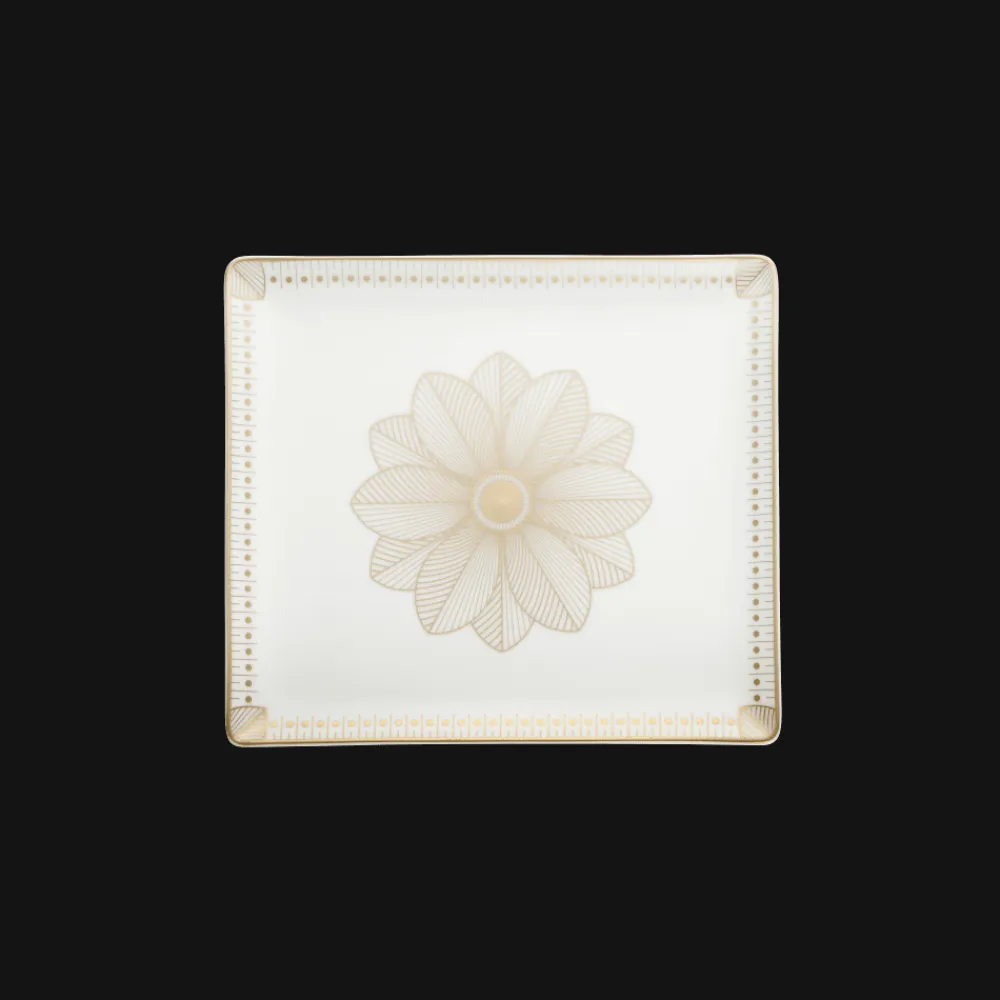 Christofle Rectangular Porcelain Tray Gold Finish - 22 x 20 cm