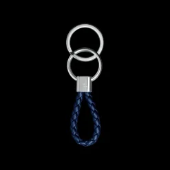 Christofle Rhodium Silver-Plated Blue Key Chain