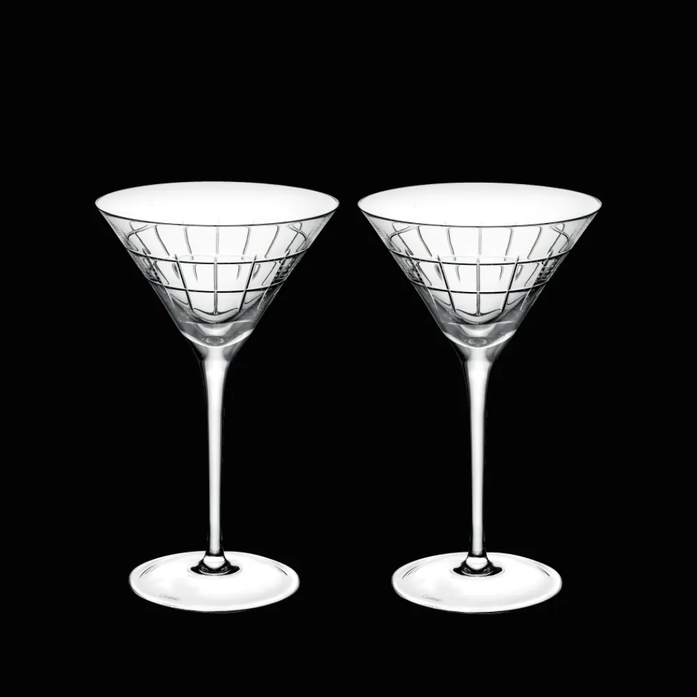 Christofle Set of 2 Crystal Martini Glasses
