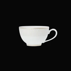 Christofle Set of 2 Porcelain Tea Cup and Saucers Gold Finish