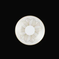 Christofle Set of 2 Porcelain Tea Cup and Saucers Gold Finish