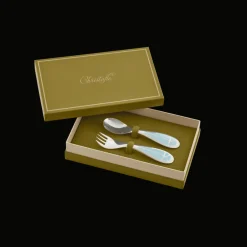 Christofle Silver-Plated Baby Spoon & Fork Set - Ice Blue