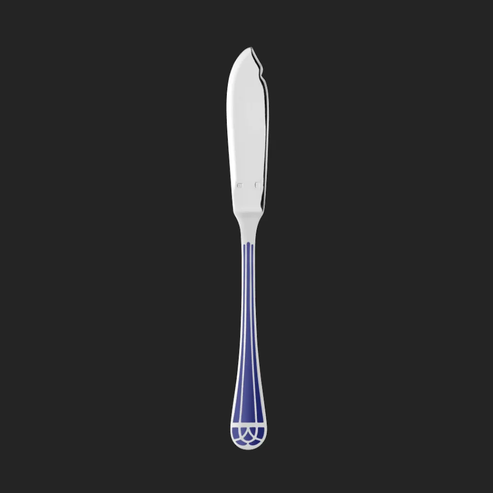 Christofle Silver-Plated Fish Knife - Marbled Blue