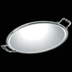 Christofle Silver-Plated Oval Serving Tray with Handles 21 x 16.5 in