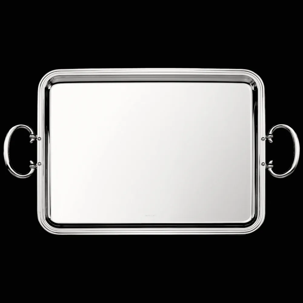 Christofle Silver-Plated Rectangular Serving Tray with Handles - 17 in x 12 in