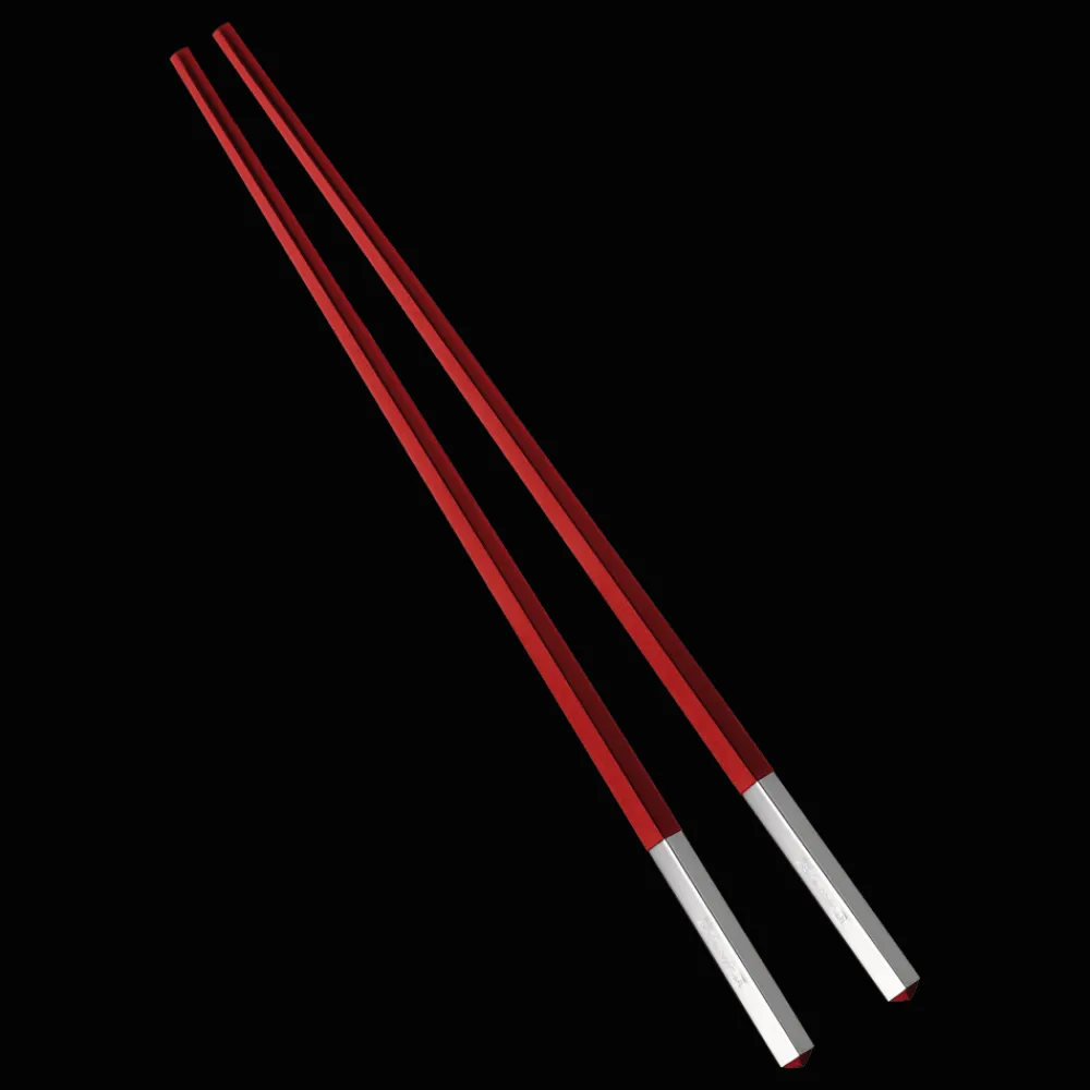 Christofle Silver-Plated Red Chinese Chopsticks
