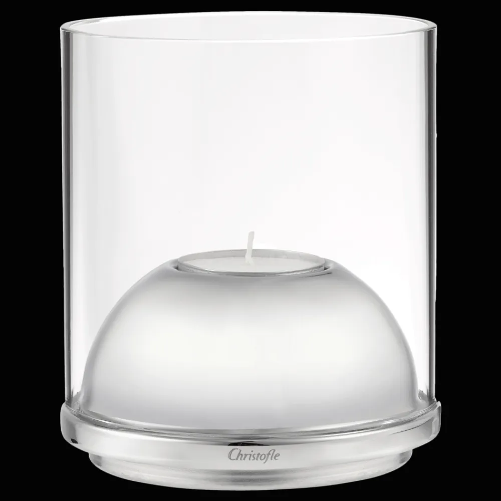 Christofle Small Stainless Steel & Glass Hurricane