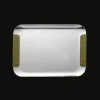 Christofle Stainless Steel Imperial Green Handle Rectangular Tray - 13 x 9 in