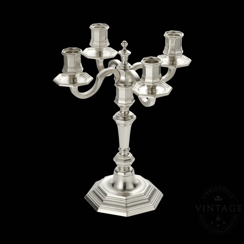 Christofle Vintage Silvered Four Light Candelabra