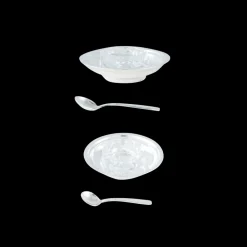 Christofle Vintage Silvered Set of 2 Saltbowls Simple and their Salt Spoon