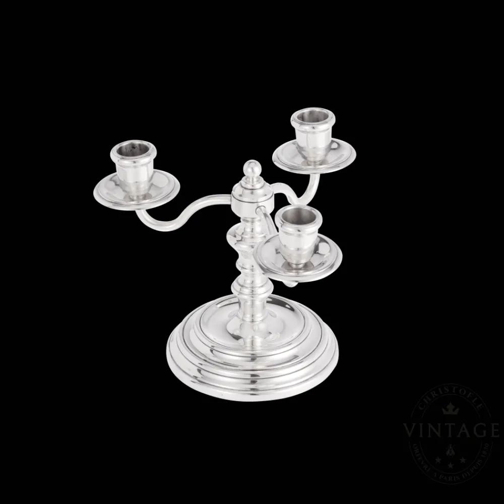 Christofle Vintage Silvered Three Light Candelabra