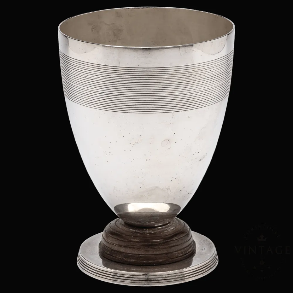 Christofle Vintage Silver-Plated Wood Base Sport Cup